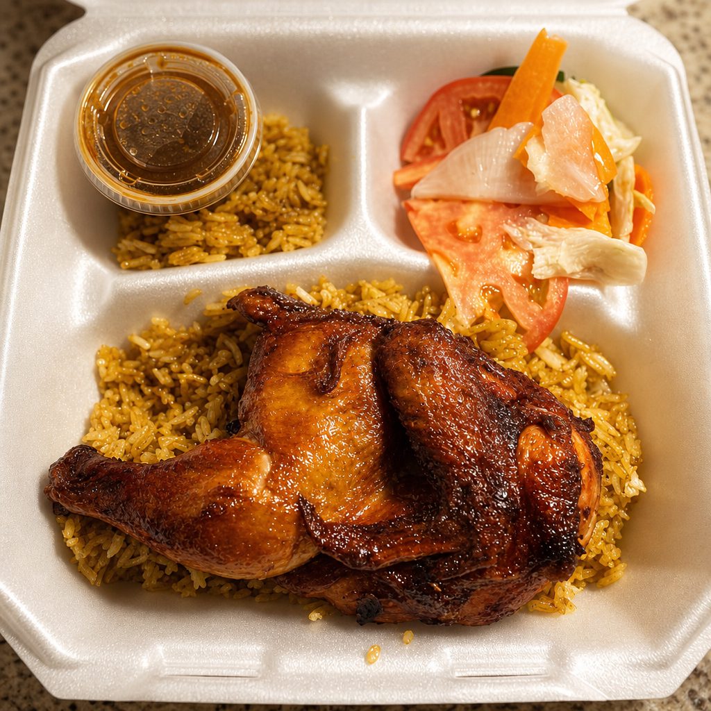 66. Roasted Chicken Over Fried Rice / Cơm Chiến Gà Rớti.