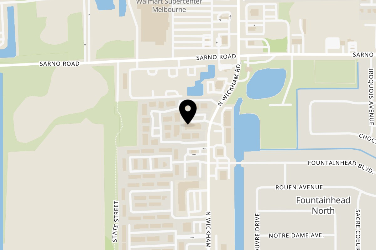 Map showing the location of Phở Cali Restaurant on 830 N Wickham Rd in Melbourne